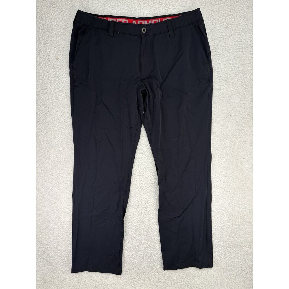 Under Armour Mens Black Chino Pants Size 40x32 Golf Performance Stretch Straight